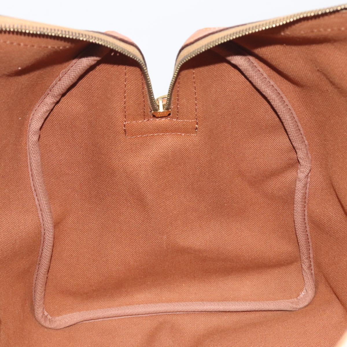 CELINE Macadam Canvas Boston Bag PVC Leather 2way Brown Gold Auth 194881V