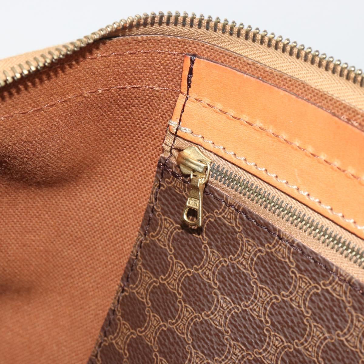 CELINE Macadam Canvas Boston Bag PVC Leather 2way Brown Gold Auth 194881V