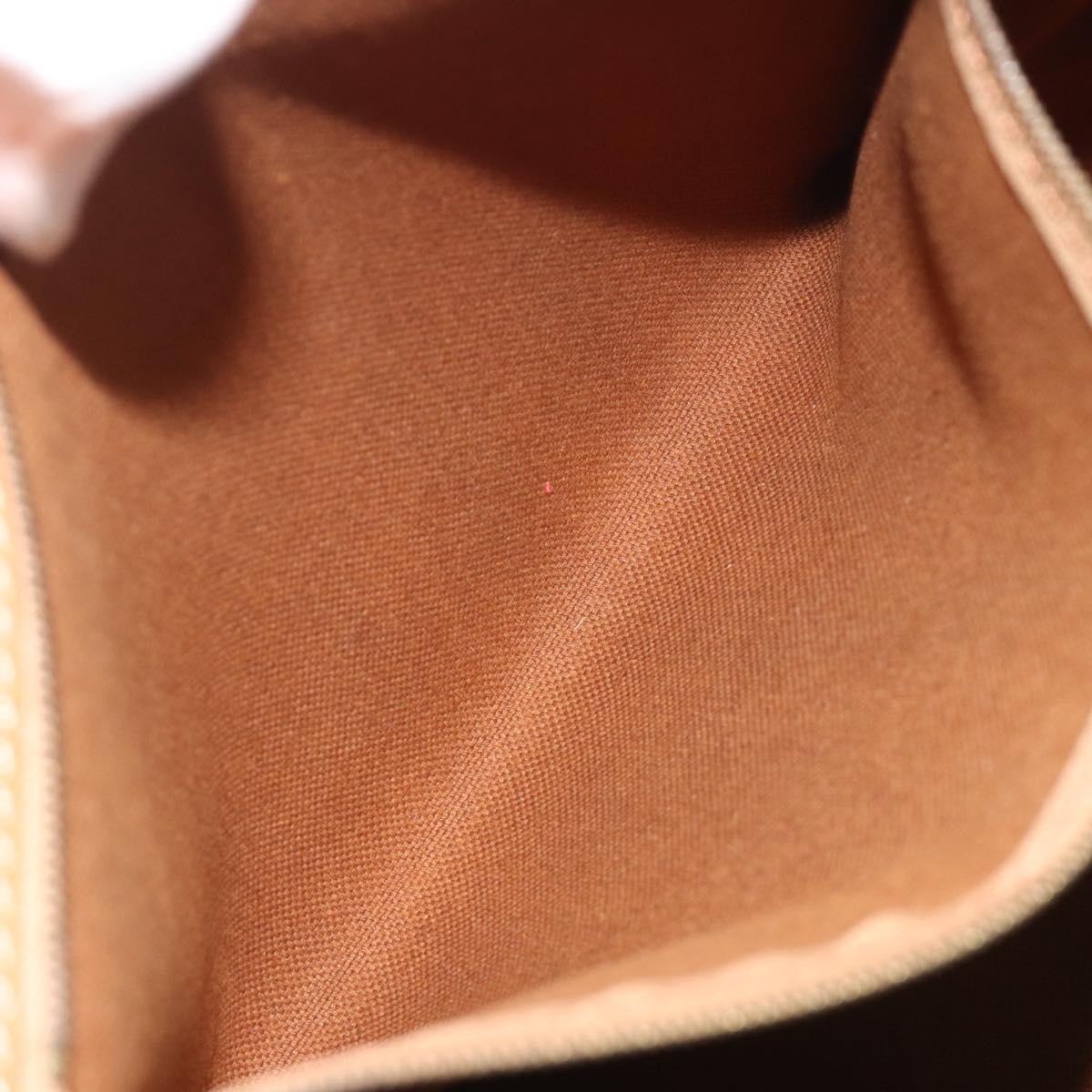 CELINE Macadam Canvas Boston Bag PVC Leather 2way Brown Gold Auth 194881V