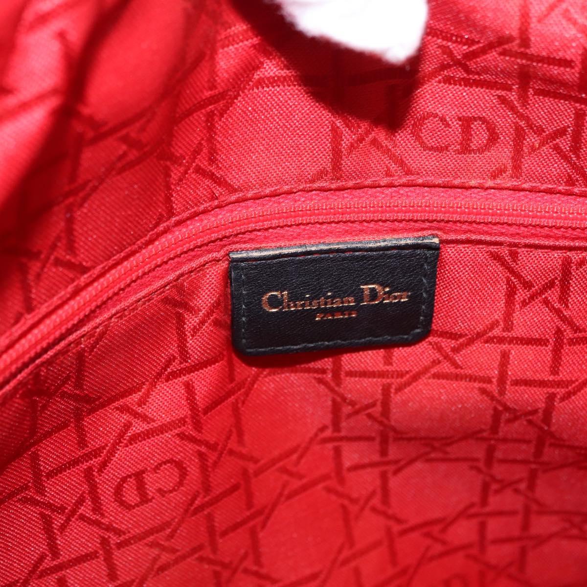 Christian Dior Lady Dior Canage Bag Patent Leather 2way Black Gold Auth 194882