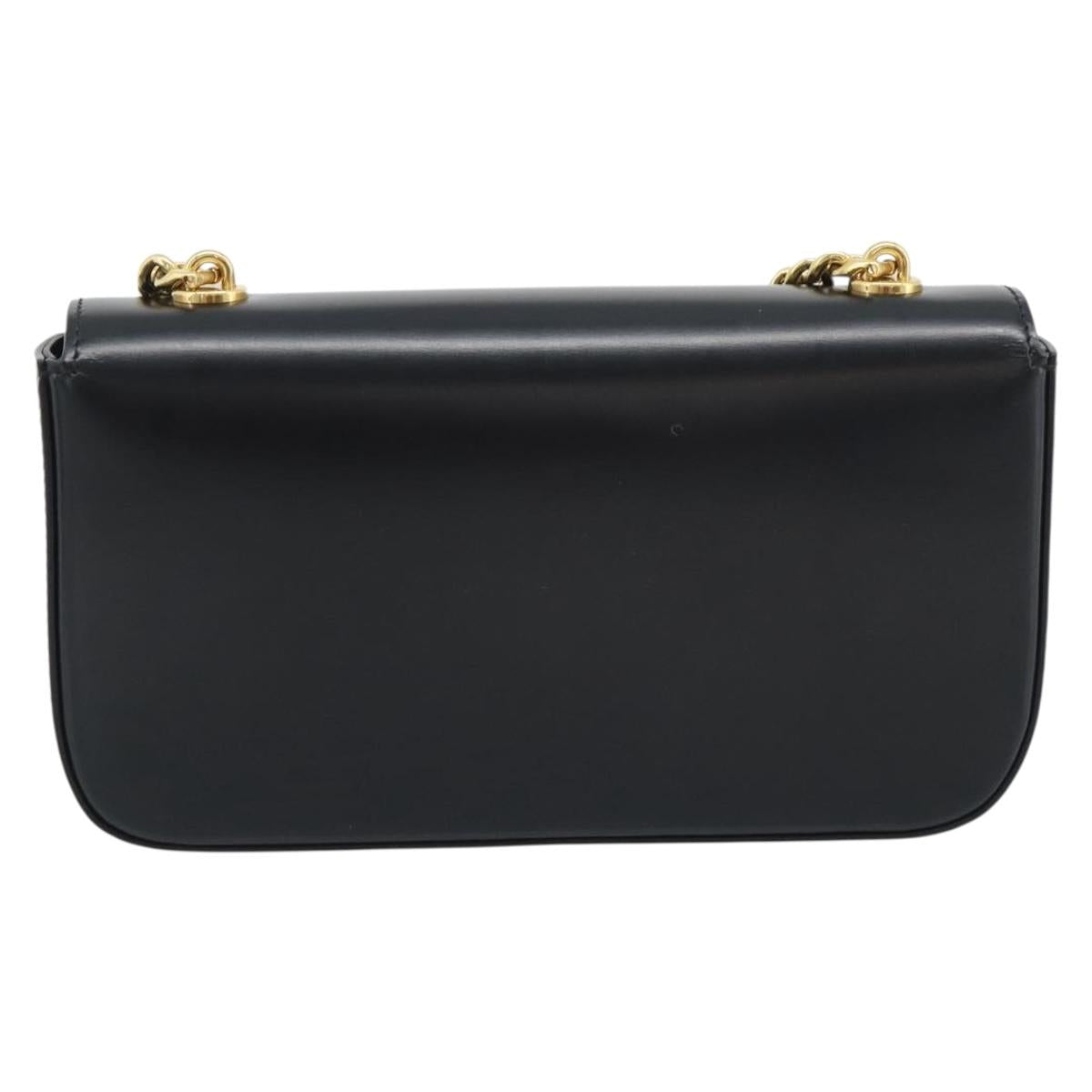 CELINE Triomphe Claude Chain Shoulder Bag Leather Black Gold Auth 194887SAM