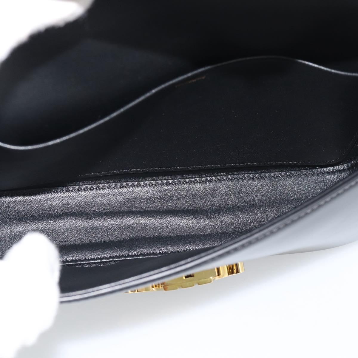 CELINE Triomphe Claude Chain Shoulder Bag Leather Black Gold Auth 194887SAM