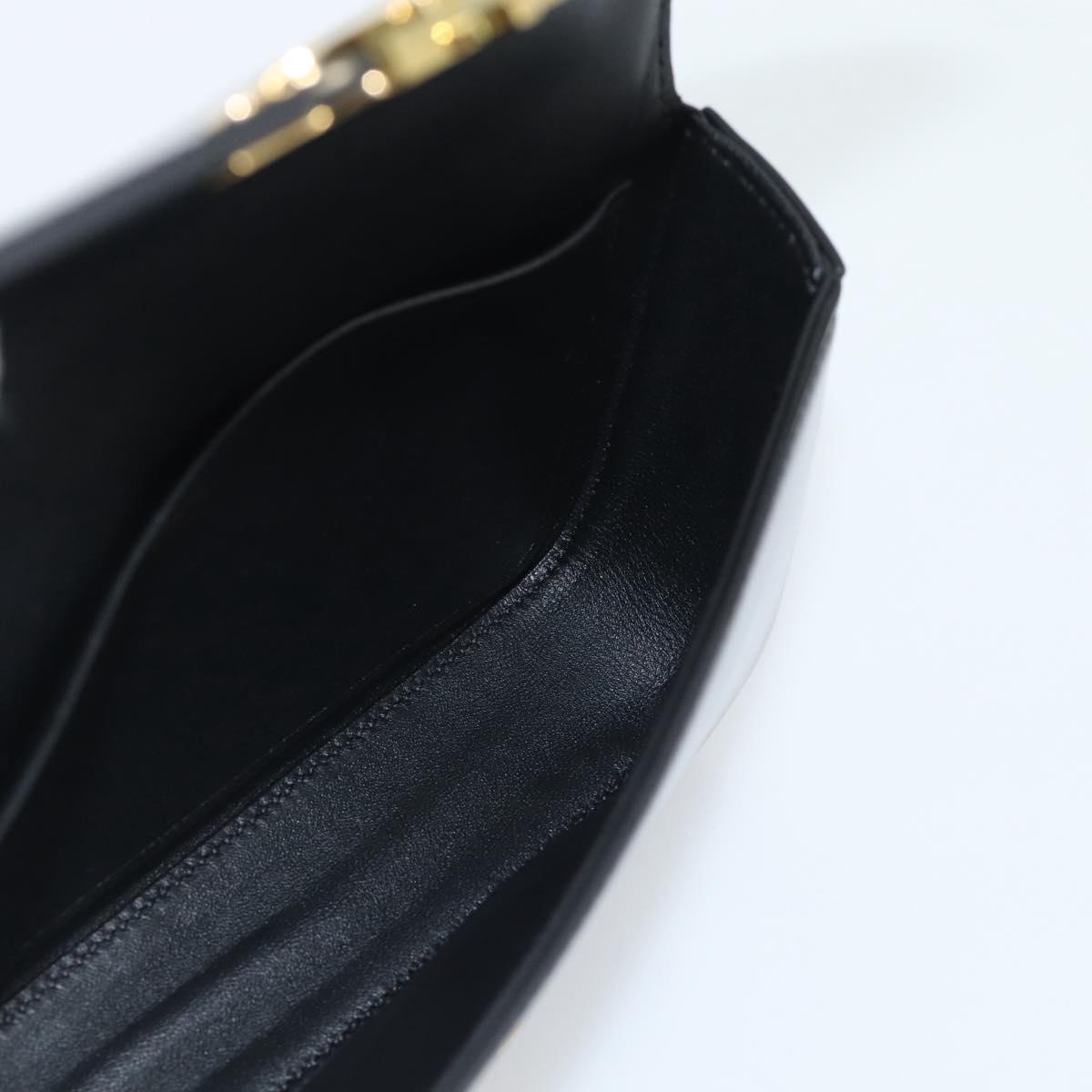 CELINE Triomphe Claude Chain Shoulder Bag Leather Black Gold Auth 194887SAM