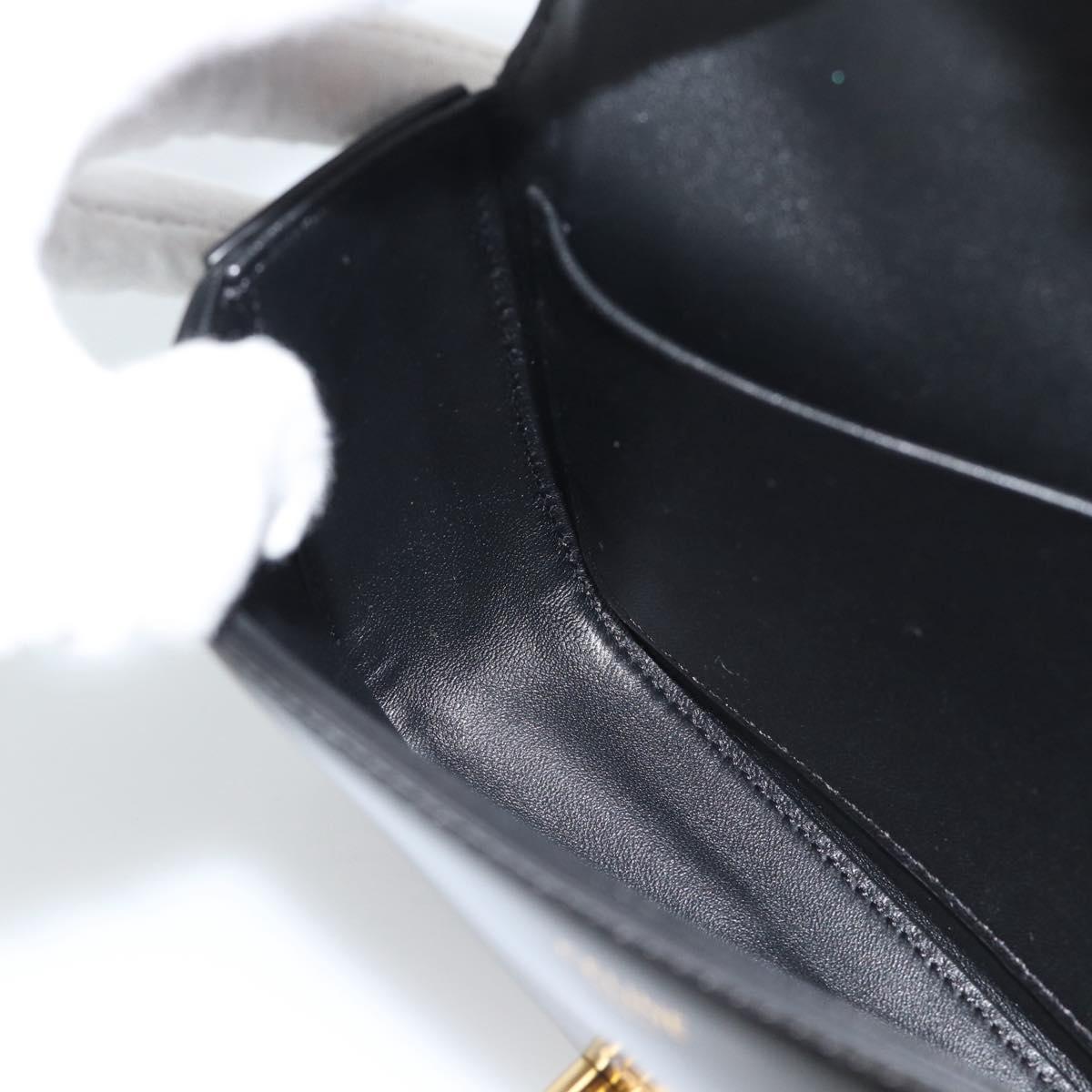 CELINE Triomphe Claude Chain Shoulder Bag Leather Black Gold Auth 194887SAM