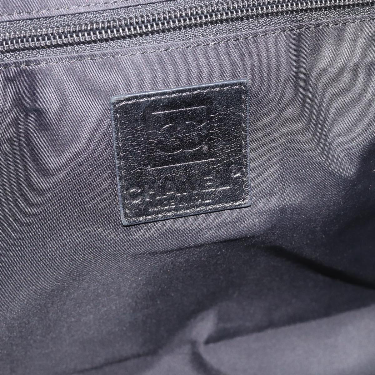 CHANEL Shoulder Bag PVC Canvas Black Silver CC Auth 194890