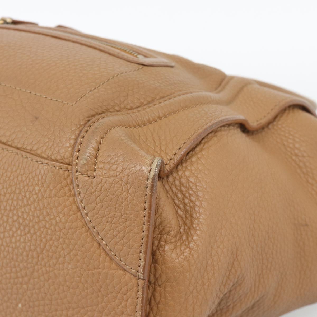 CELINE Luggage Micro Shopper Hand Bag Leather Brown Gold Auth 194891