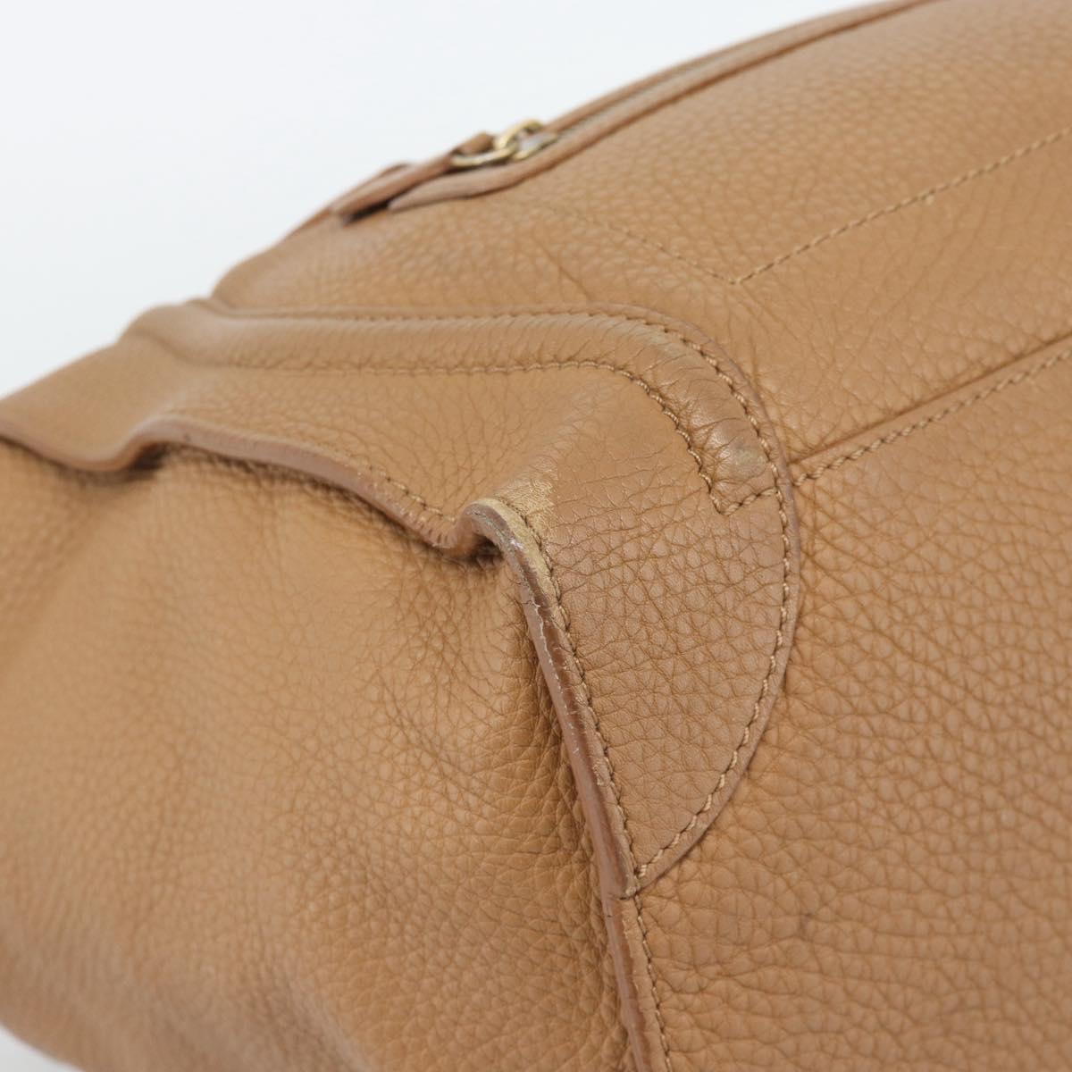 CELINE Luggage Micro Shopper Hand Bag Leather Brown Gold Auth 194891