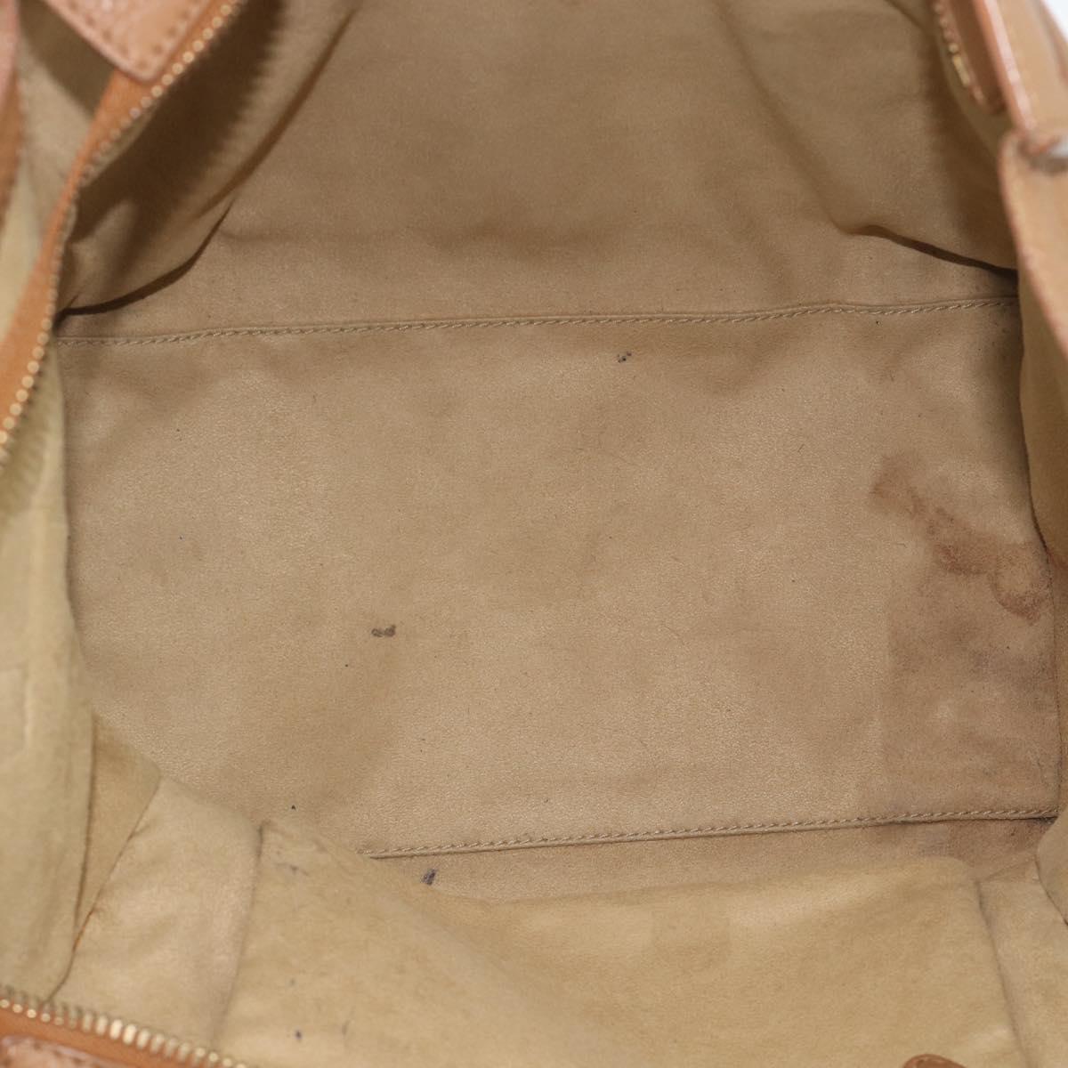 CELINE Luggage Micro Shopper Hand Bag Leather Brown Gold Auth 194891