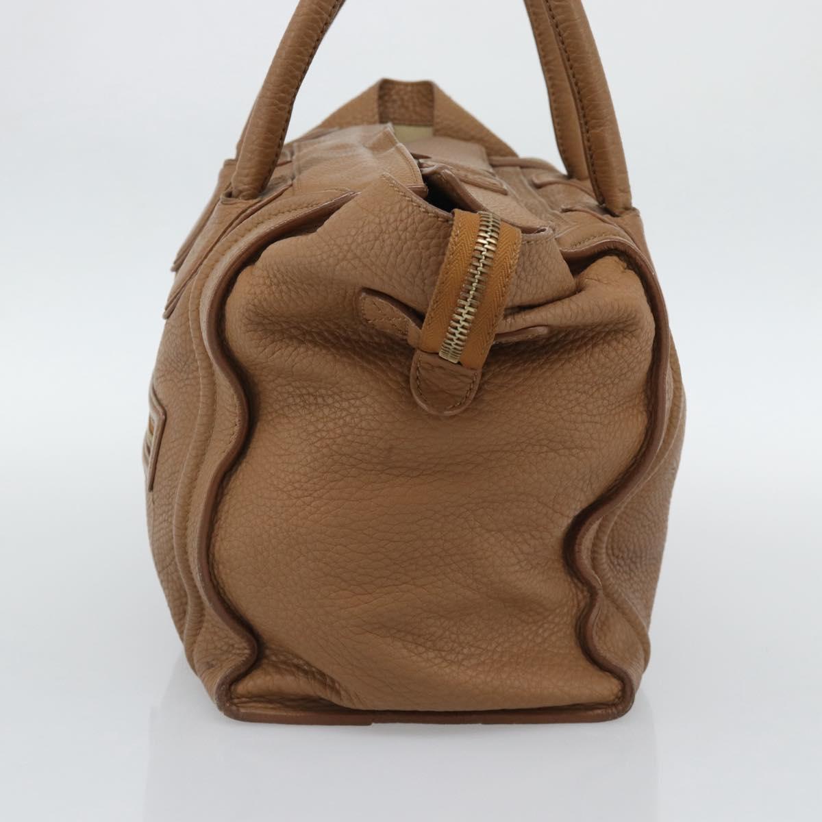 CELINE Luggage Micro Shopper Hand Bag Leather Brown Gold Auth 194891