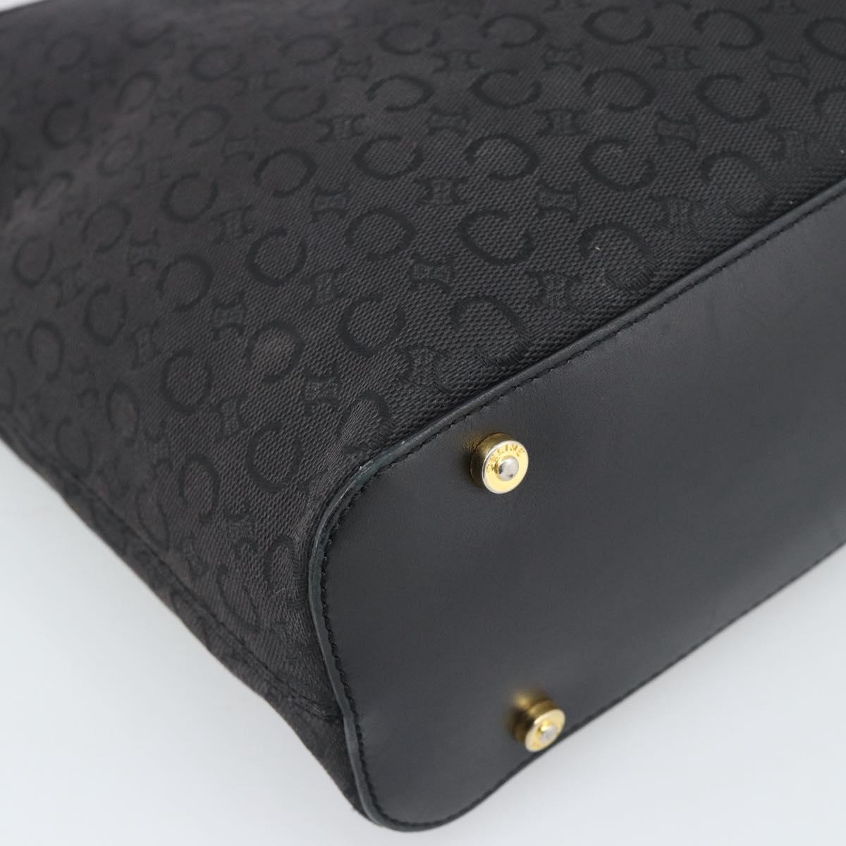 CELINE C Macadam Canvas Shoulder Bag Black Gold Auth 194894A