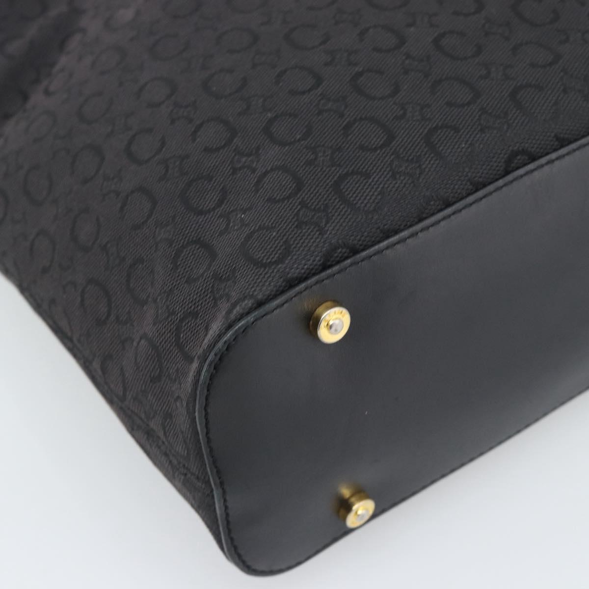 CELINE C Macadam Canvas Shoulder Bag Black Gold Auth 194894A