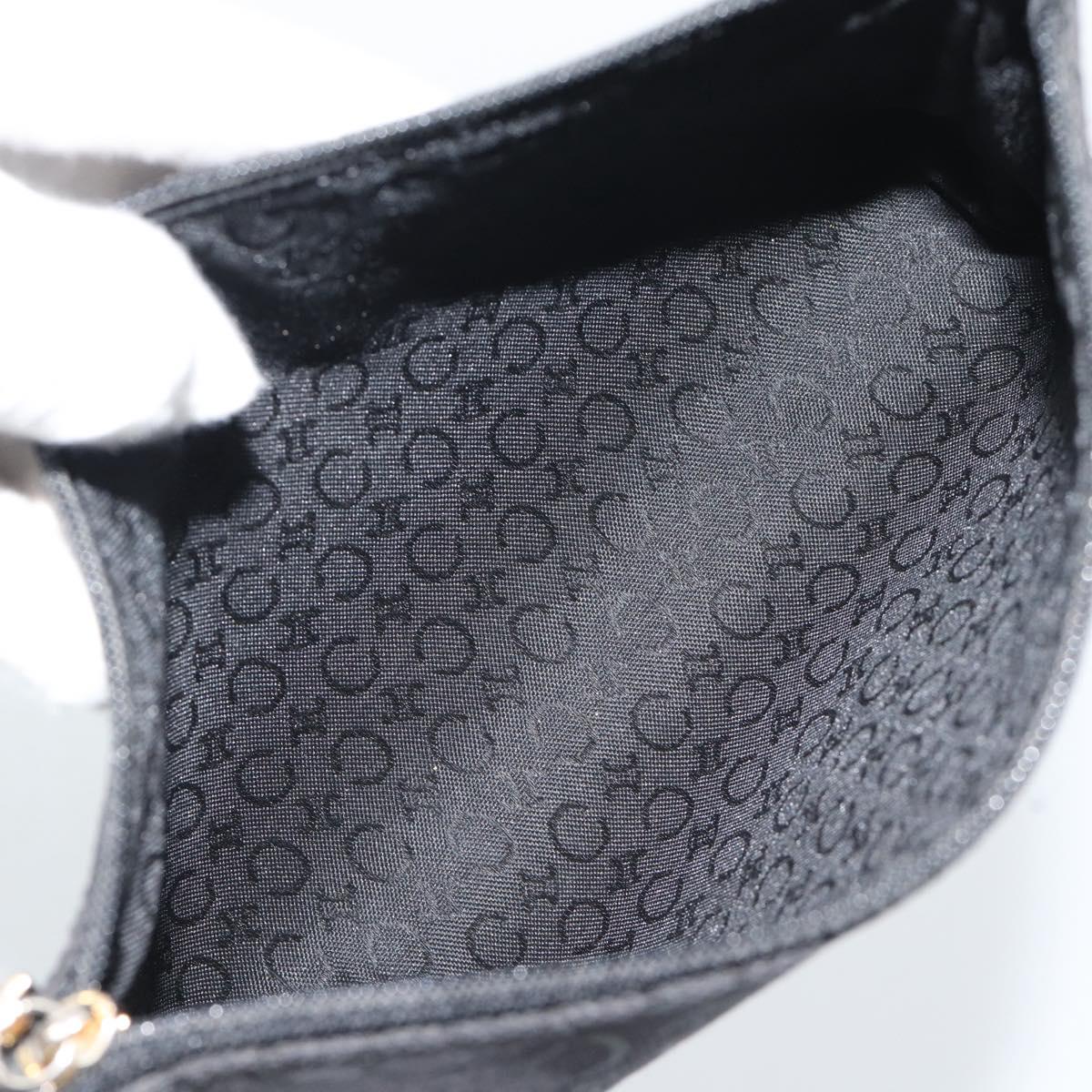 CELINE C Macadam Canvas Shoulder Bag Black Gold Auth 194894A