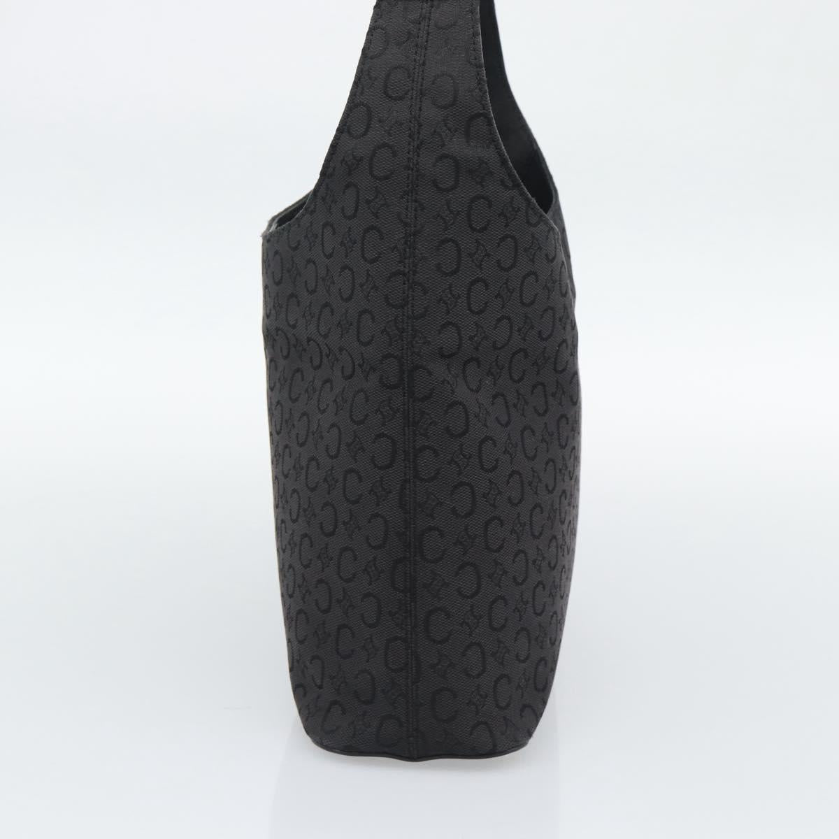 CELINE C Macadam Canvas Shoulder Bag Black Gold Auth 194894A