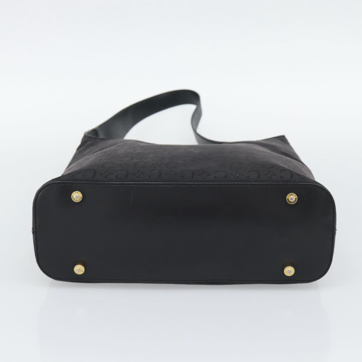 CELINE C Macadam Canvas Shoulder Bag Black Gold Auth 194894A