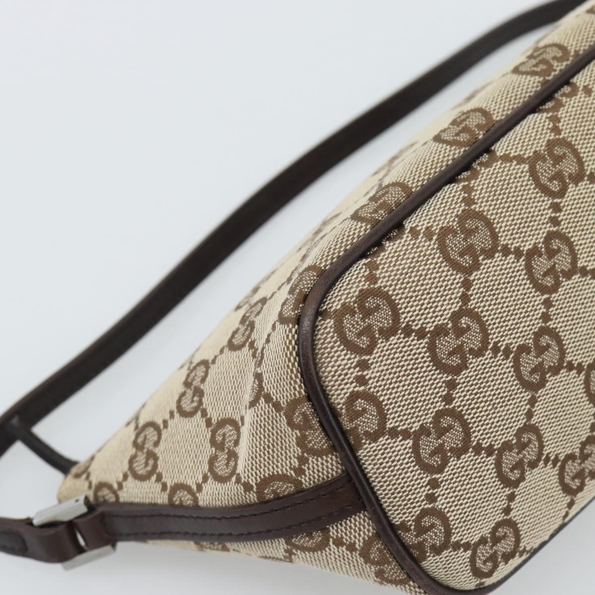 GUCCI GG Canvas Accessory Pouch Beige Silver 07198 Auth 194895V