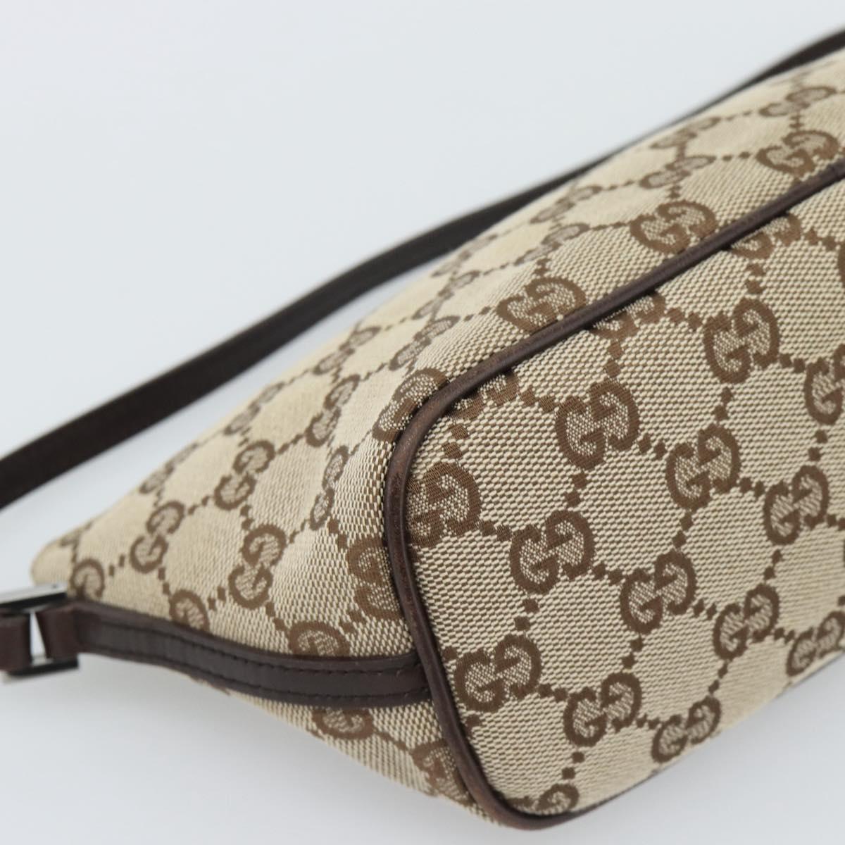 GUCCI GG Canvas Accessory Pouch Beige Silver 07198 Auth 194895V
