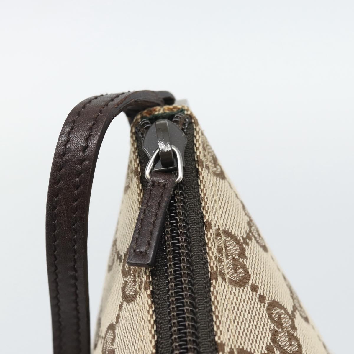 GUCCI GG Canvas Accessory Pouch Beige Silver 07198 Auth 194895V