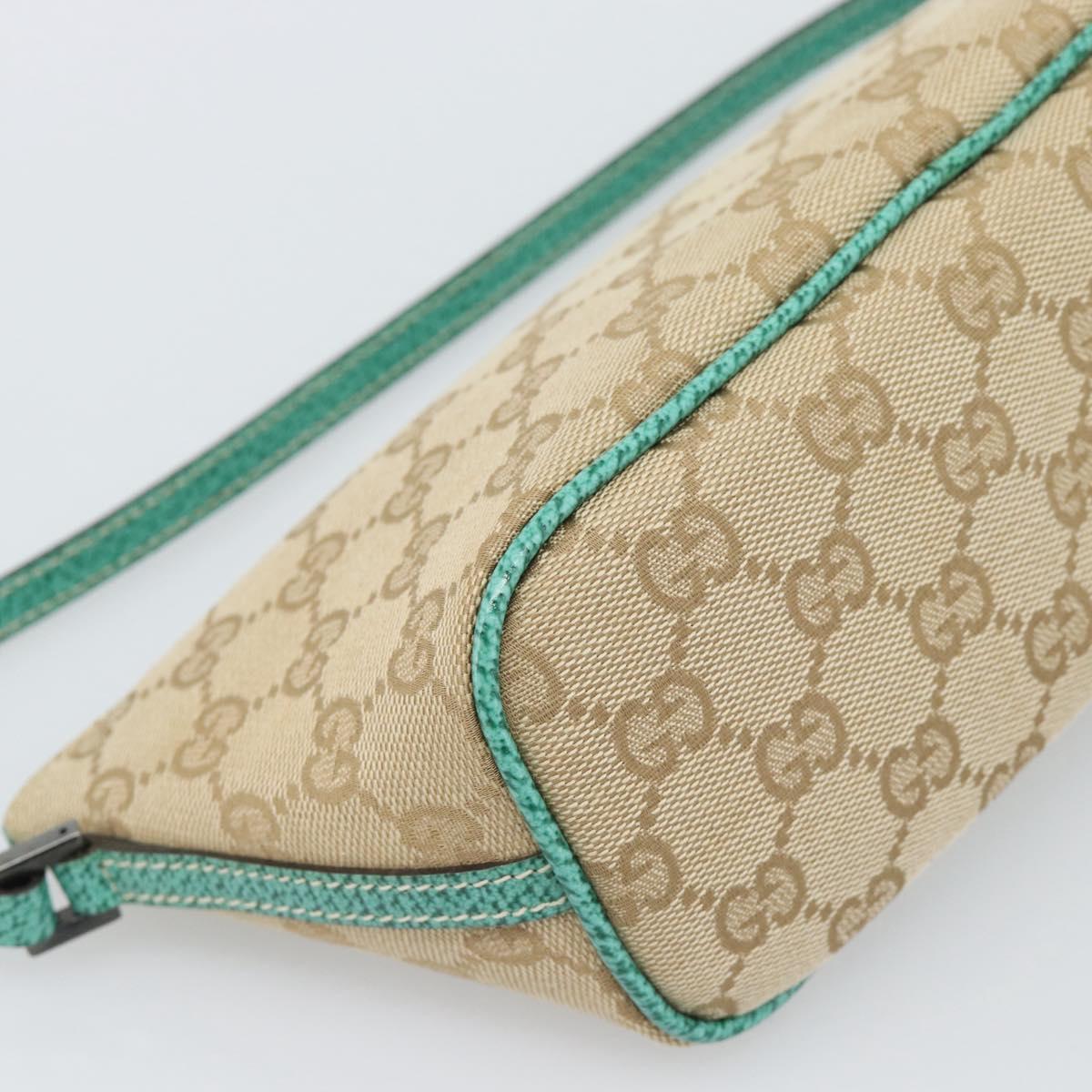 GUCCI GG Canvas Accessory Pouch Beige Silver 07198 Auth 194897V
