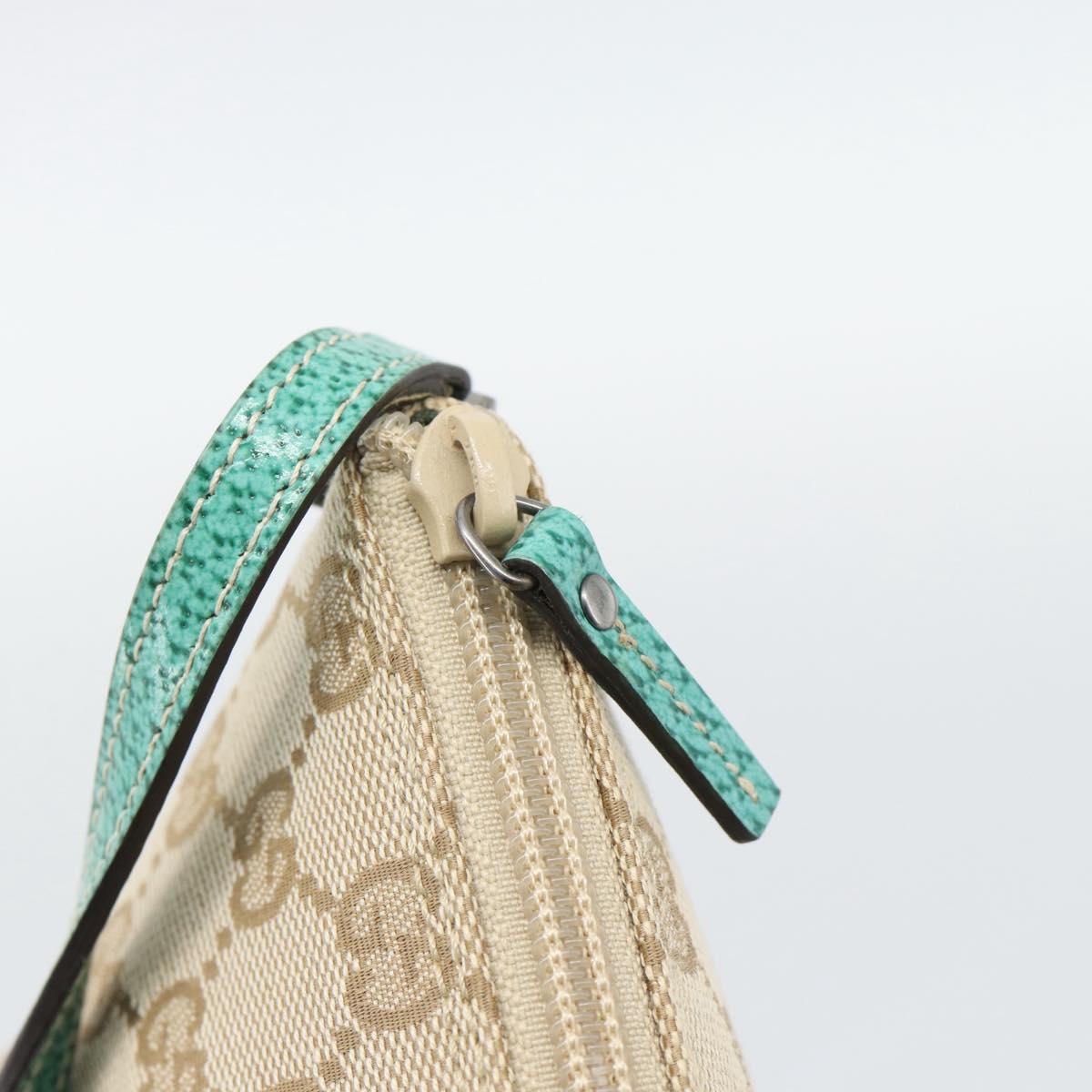 GUCCI GG Canvas Accessory Pouch Beige Silver 07198 Auth 194897V