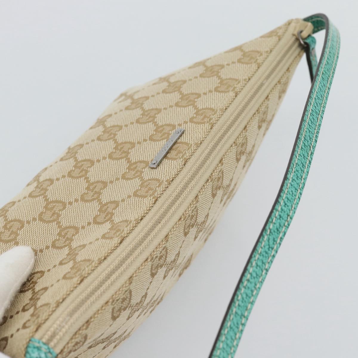 GUCCI GG Canvas Accessory Pouch Beige Silver 07198 Auth 194897V