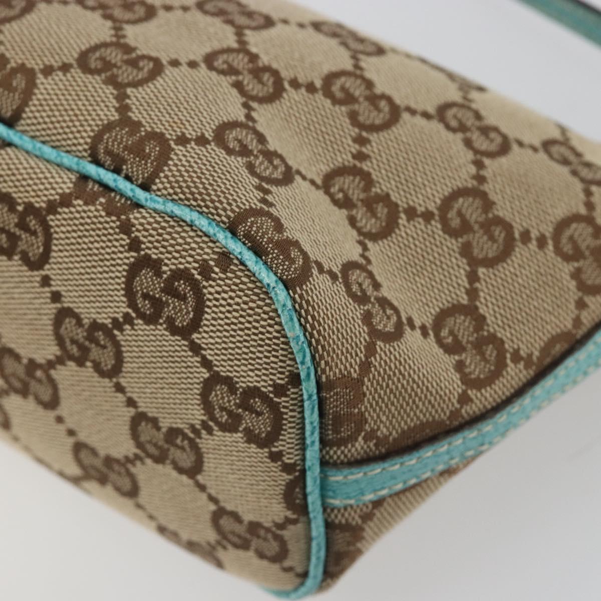 GUCCI GG Canvas Accessory Pouch Beige Silver 07198 Auth 194898V
