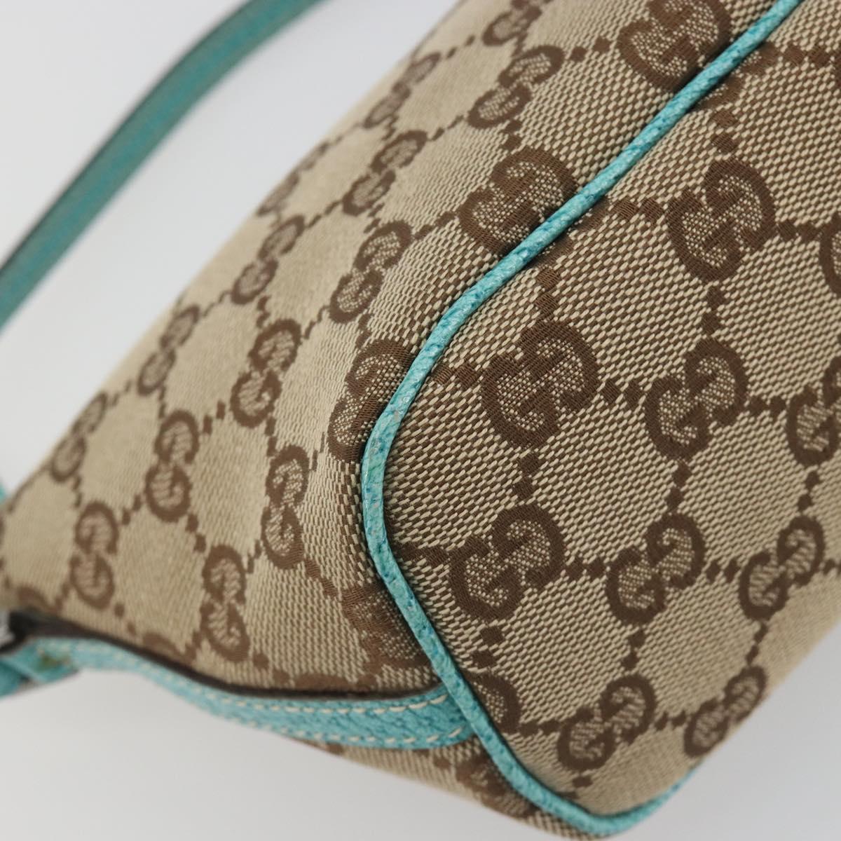 GUCCI GG Canvas Accessory Pouch Beige Silver 07198 Auth 194898V