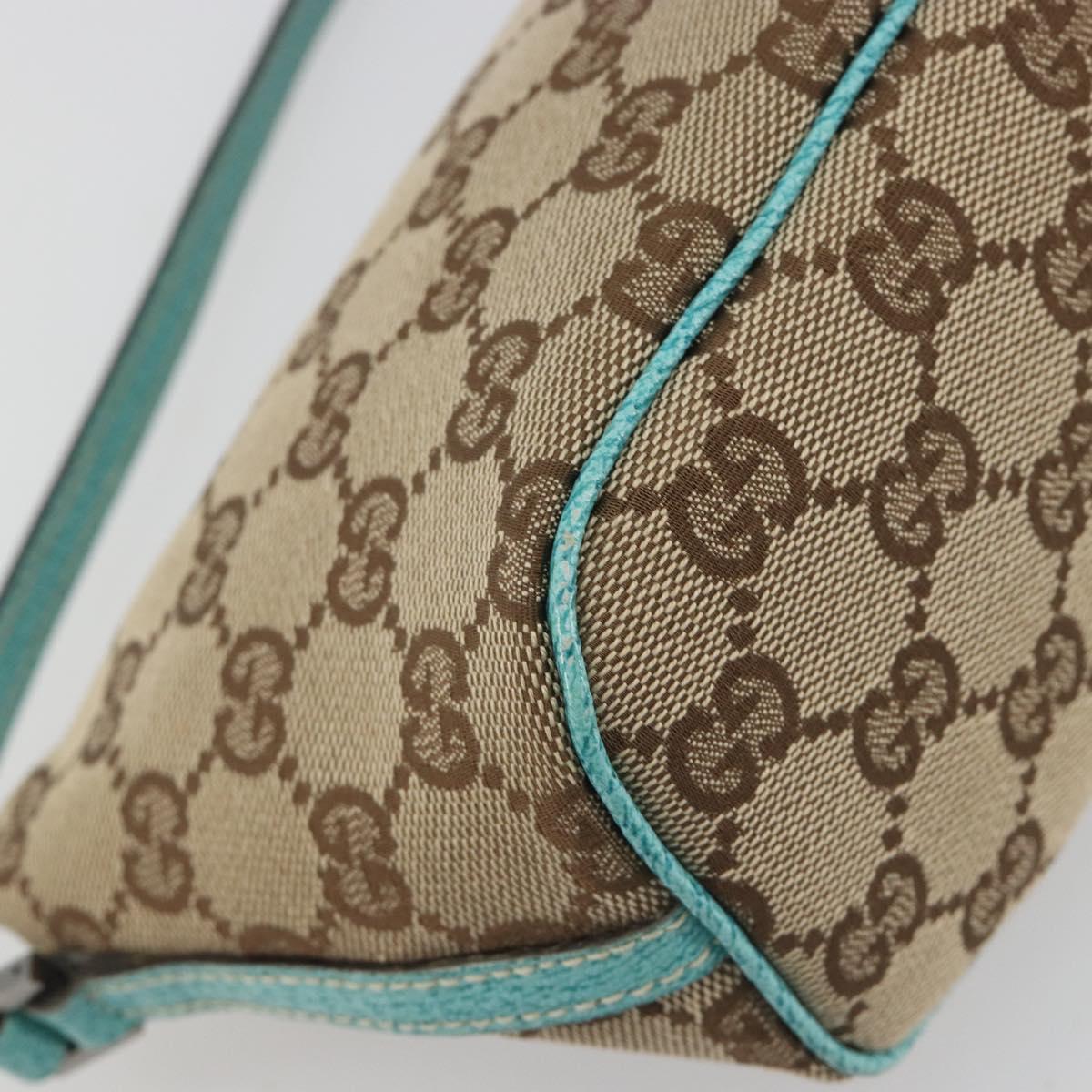 GUCCI GG Canvas Accessory Pouch Beige Silver 07198 Auth 194898V