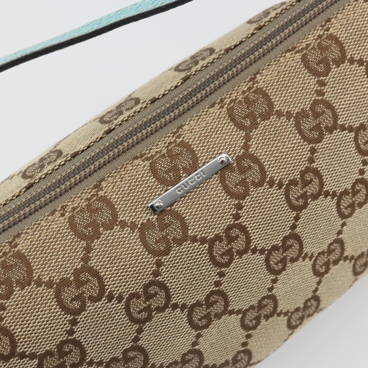 GUCCI GG Canvas Accessory Pouch Beige Silver 07198 Auth 194898V