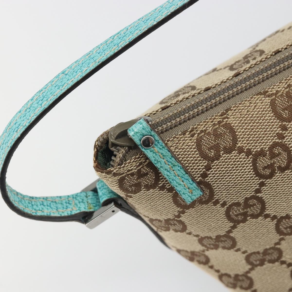 GUCCI GG Canvas Accessory Pouch Beige Silver 07198 Auth 194898V