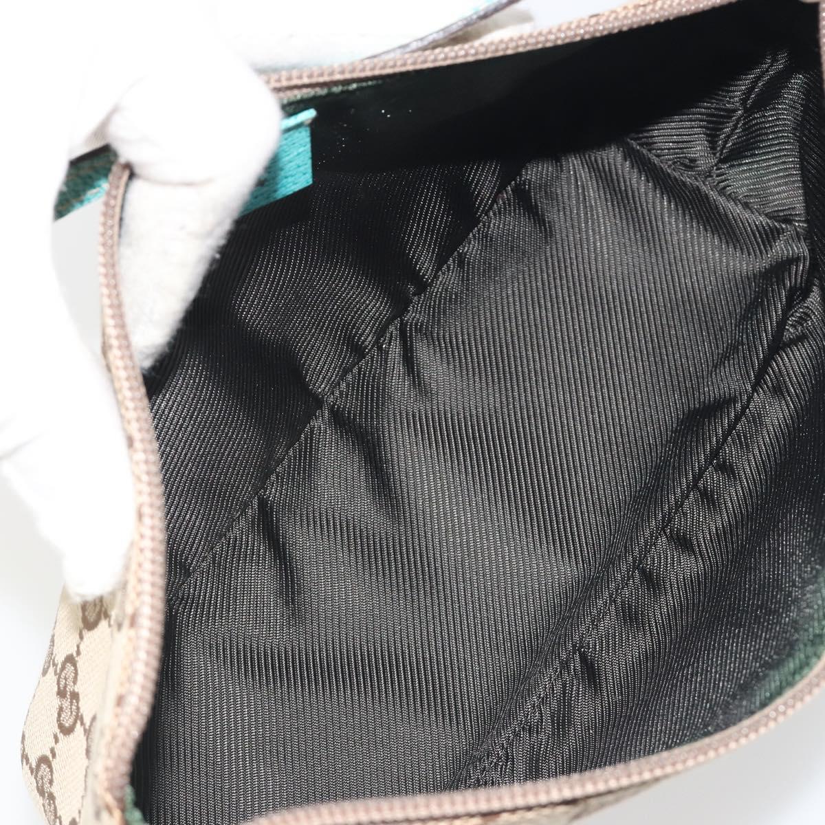 GUCCI GG Canvas Accessory Pouch Beige Silver 07198 Auth 194898V