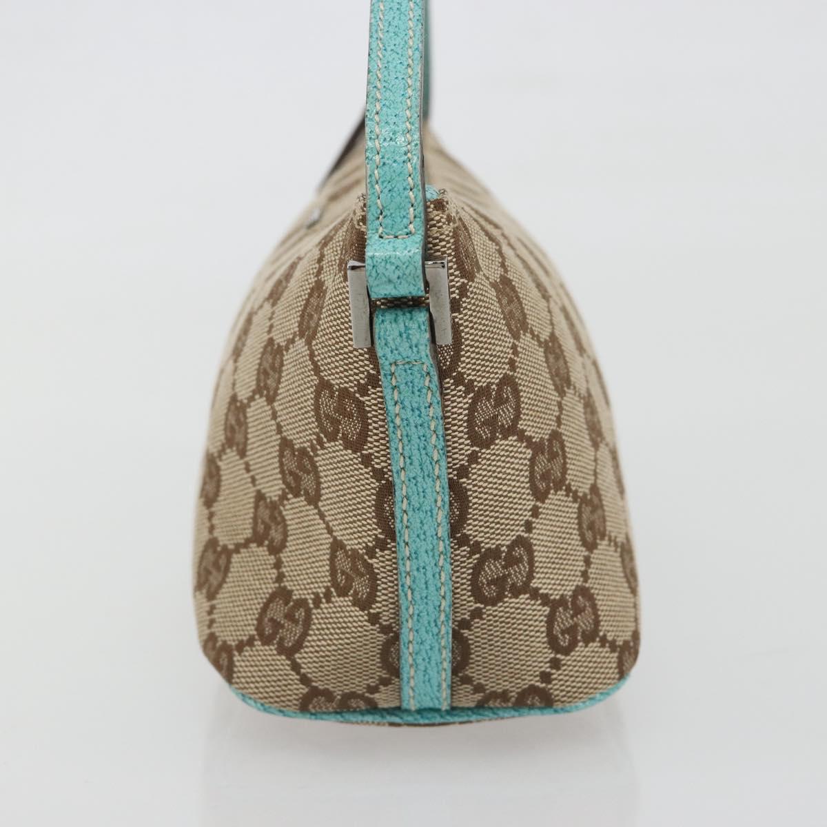 GUCCI GG Canvas Accessory Pouch Beige Silver 07198 Auth 194898V