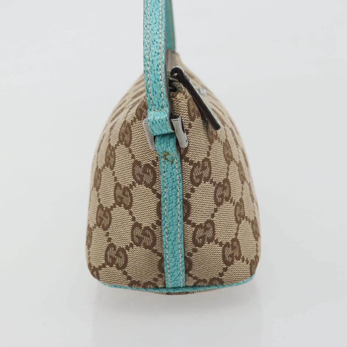 GUCCI GG Canvas Accessory Pouch Beige Silver 07198 Auth 194898V