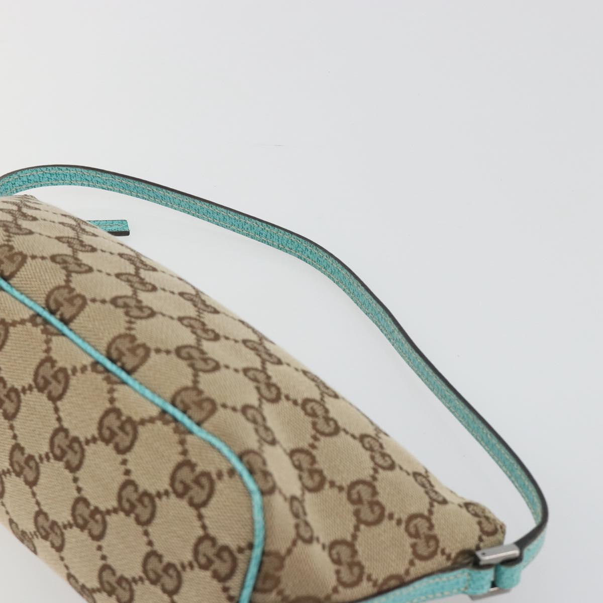 GUCCI GG Canvas Accessory Pouch Beige Silver 07198 Auth 194898V