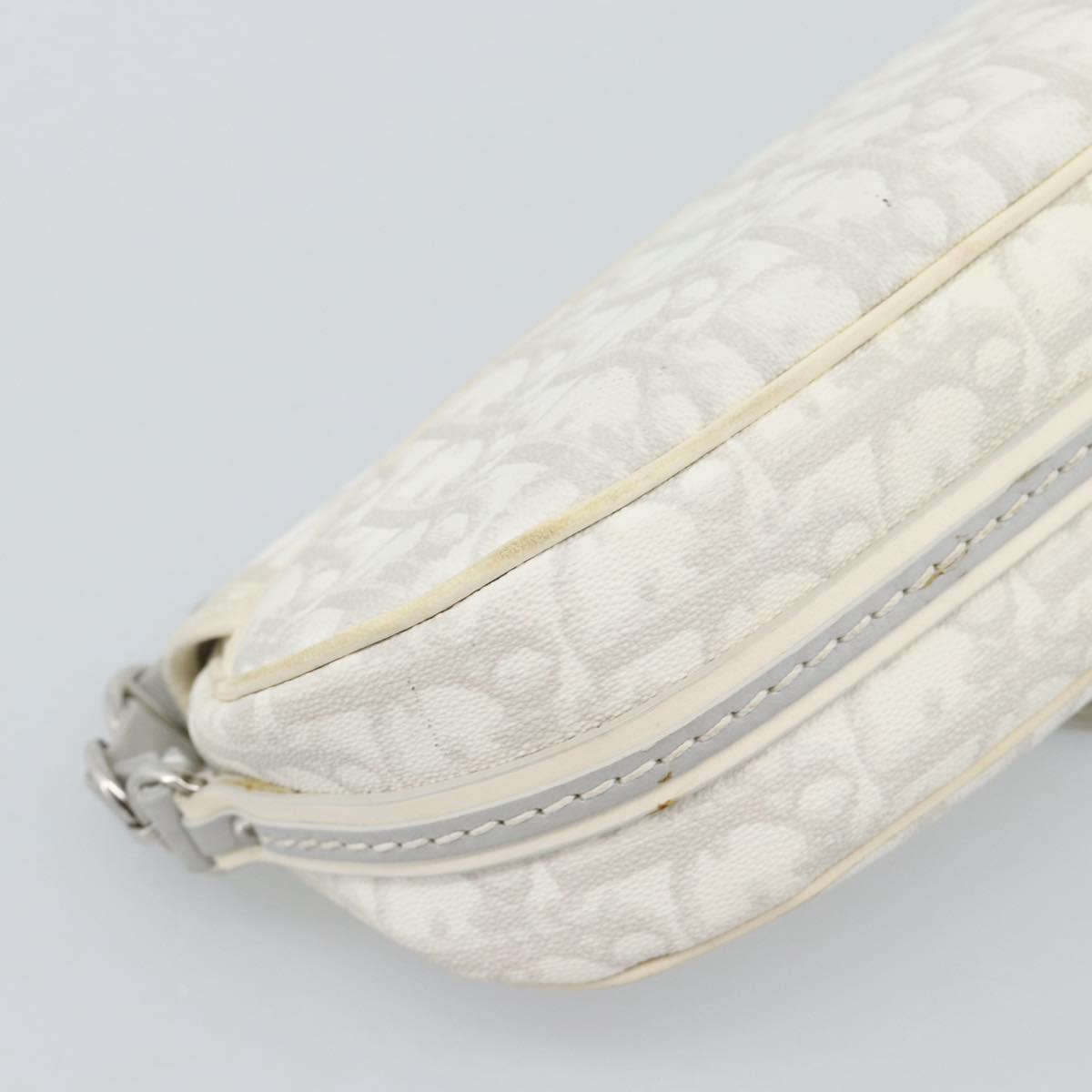 Christian Dior Trotter Canvas Romantic Chain Bag PVC White Silver Auth 194899V