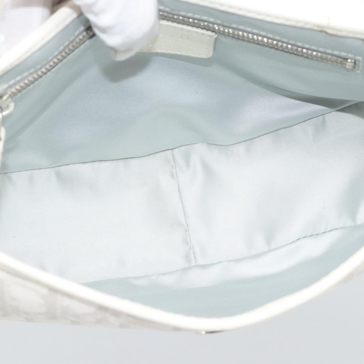 Christian Dior Trotter Canvas Romantic Chain Bag PVC White Silver Auth 194899V