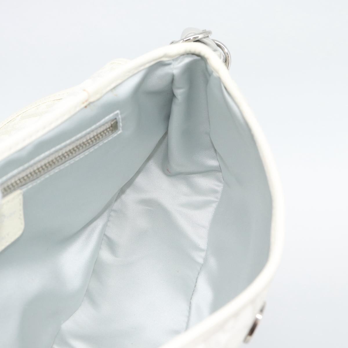 Christian Dior Trotter Canvas Romantic Chain Bag PVC White Silver Auth 194899V