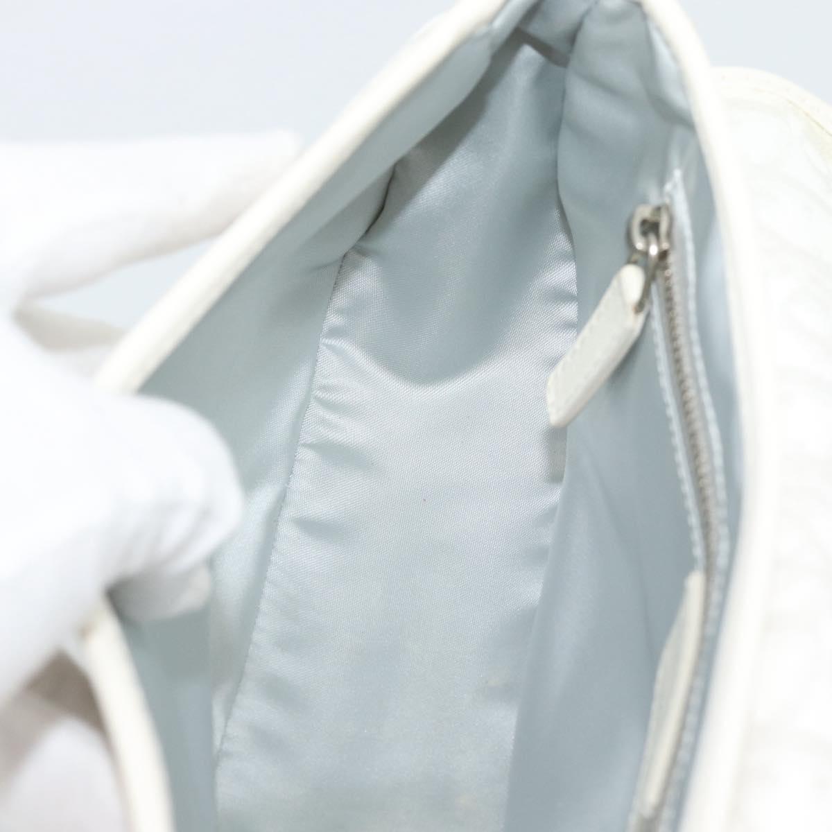 Christian Dior Trotter Canvas Romantic Chain Bag PVC White Silver Auth 194899V