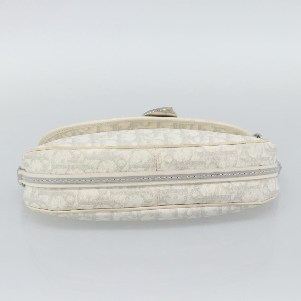Christian Dior Trotter Canvas Romantic Chain Bag PVC White Silver Auth 194899V