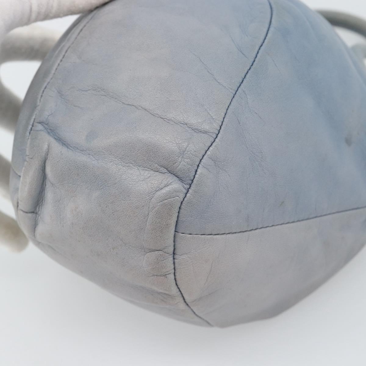 LOEWE Hand Bag Leather Light Blue Auth 194900