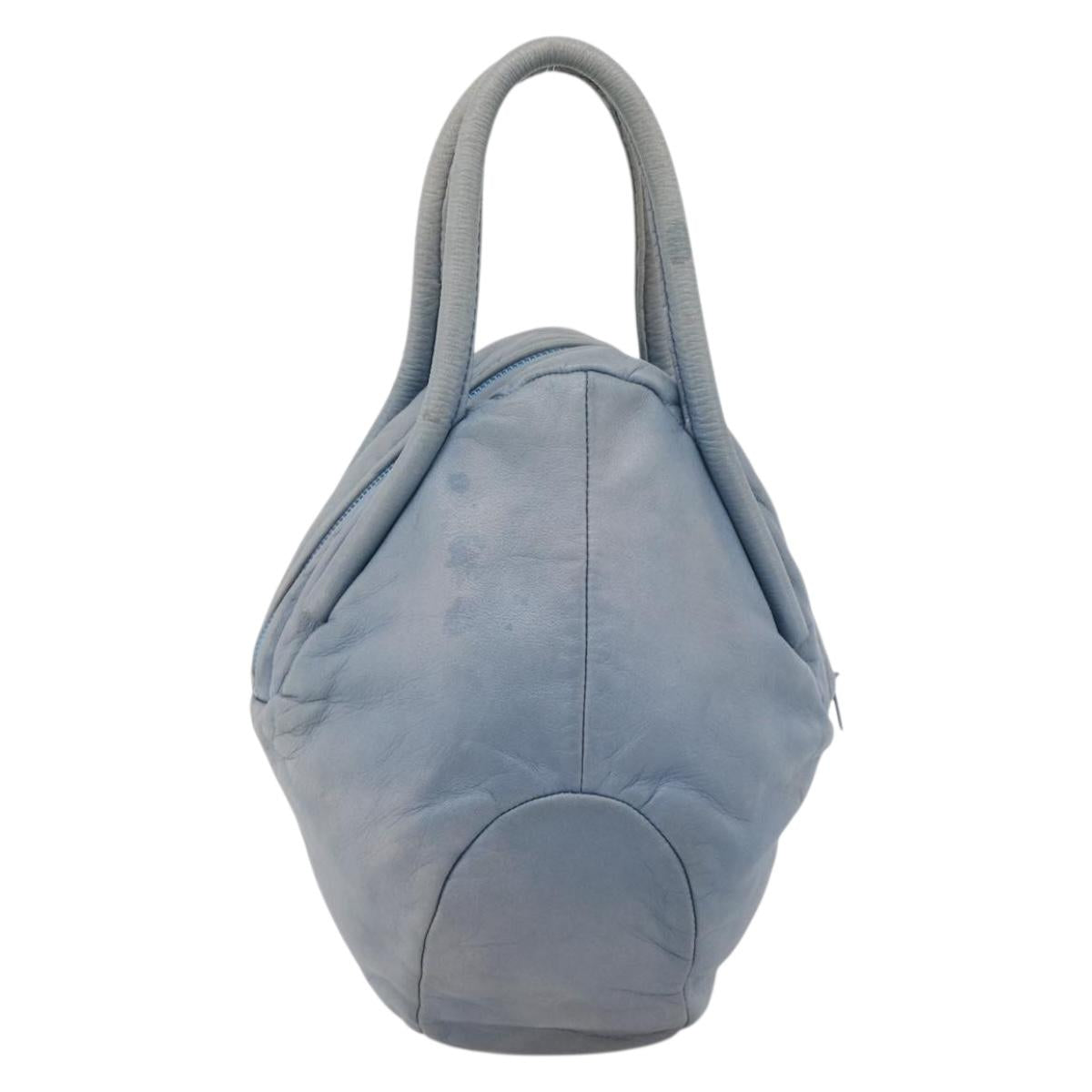 LOEWE Hand Bag Leather Light Blue Auth 194900