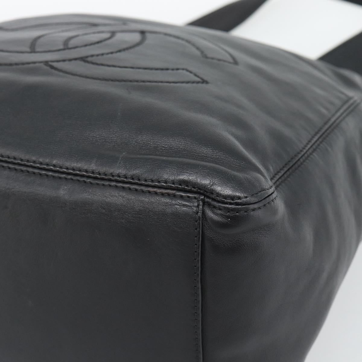 CHANEL Tote Bag Lamb Skin Black CC Auth 194905A