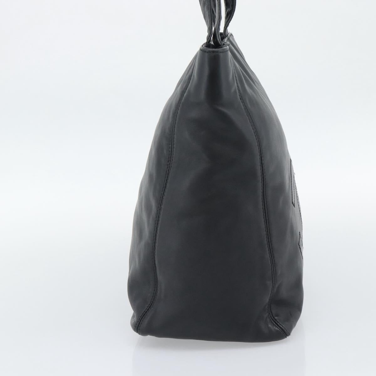 CHANEL Tote Bag Lamb Skin Black CC Auth 194905A