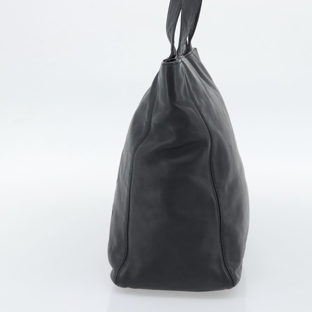 CHANEL Tote Bag Lamb Skin Black CC Auth 194905A