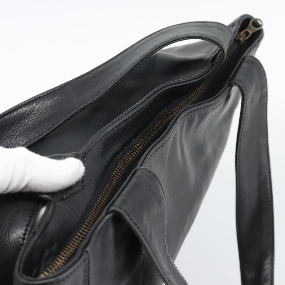 CHANEL Tote Bag Lamb Skin Black CC Auth 194905A