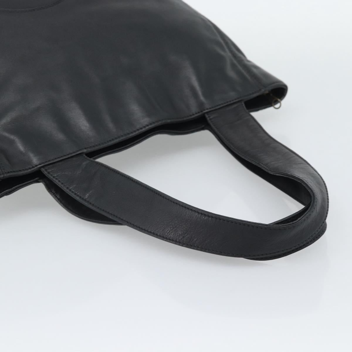 CHANEL Tote Bag Lamb Skin Black CC Auth 194905A