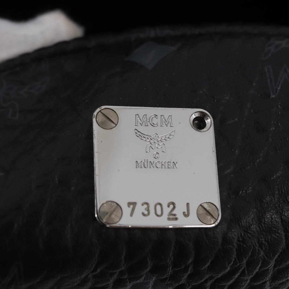 MCM Vicetos Logogram Backpack Leather Black Silver Auth 194907