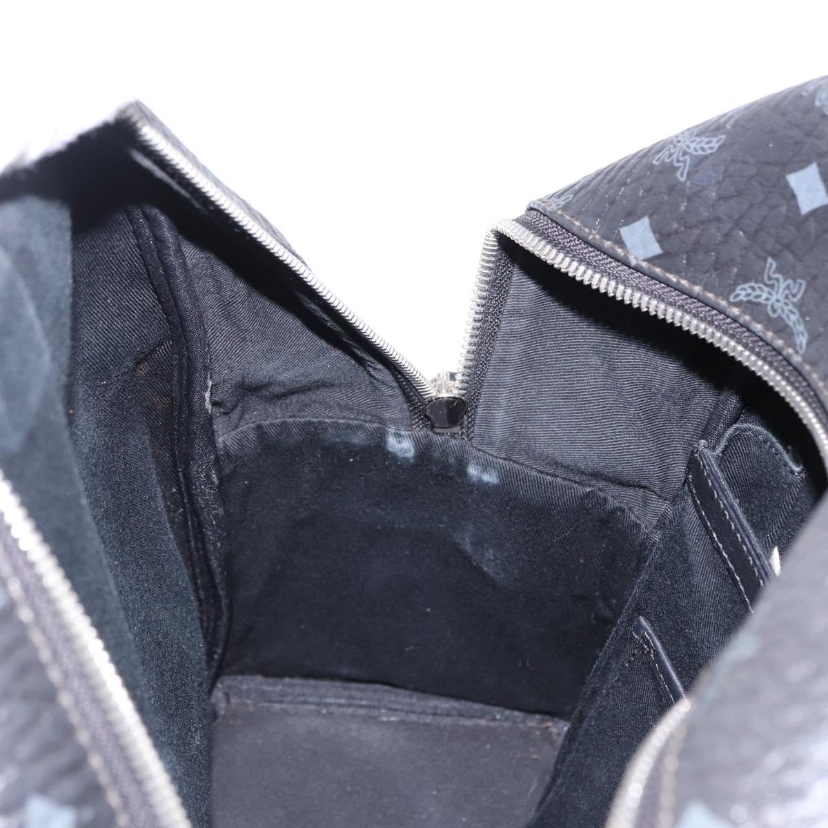 MCM Vicetos Logogram Backpack Leather Black Silver Auth 194907