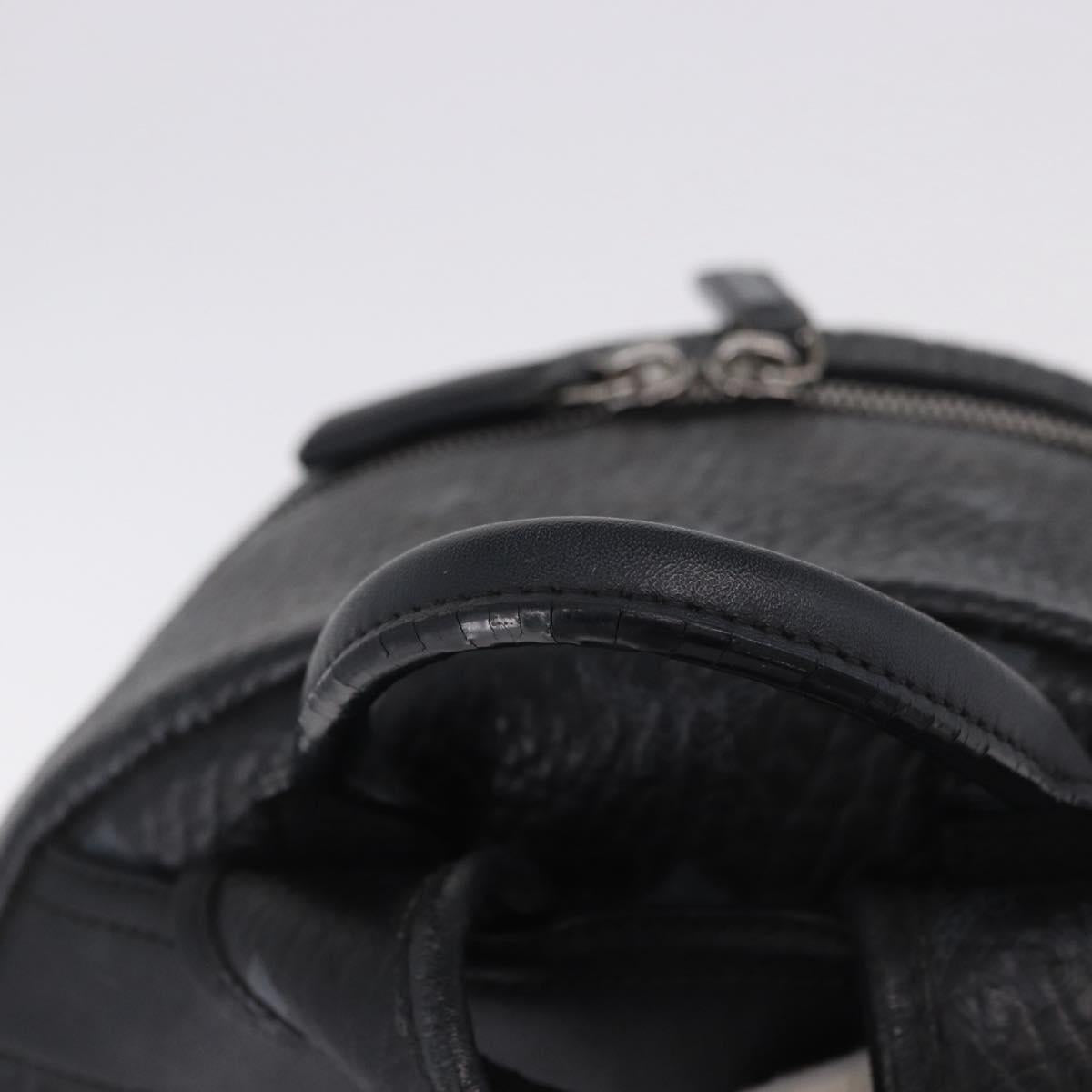 MCM Vicetos Logogram Backpack Leather Black Silver Auth 194907