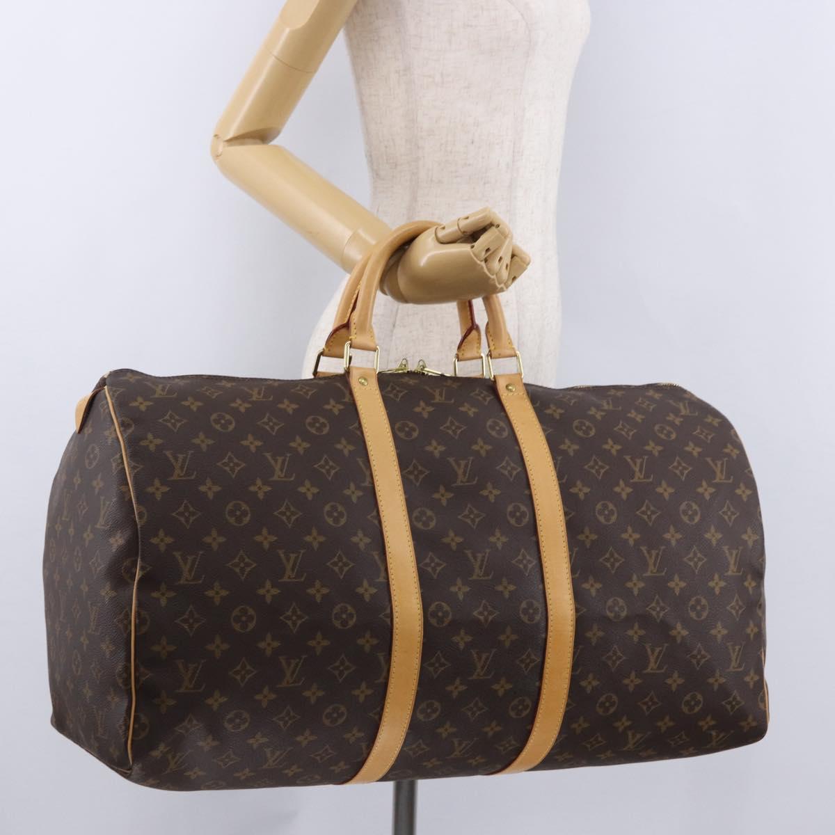 LOUIS VUITTON Monogram Keepall 55 Boston Bag M41424 LV Auth 194909SAV