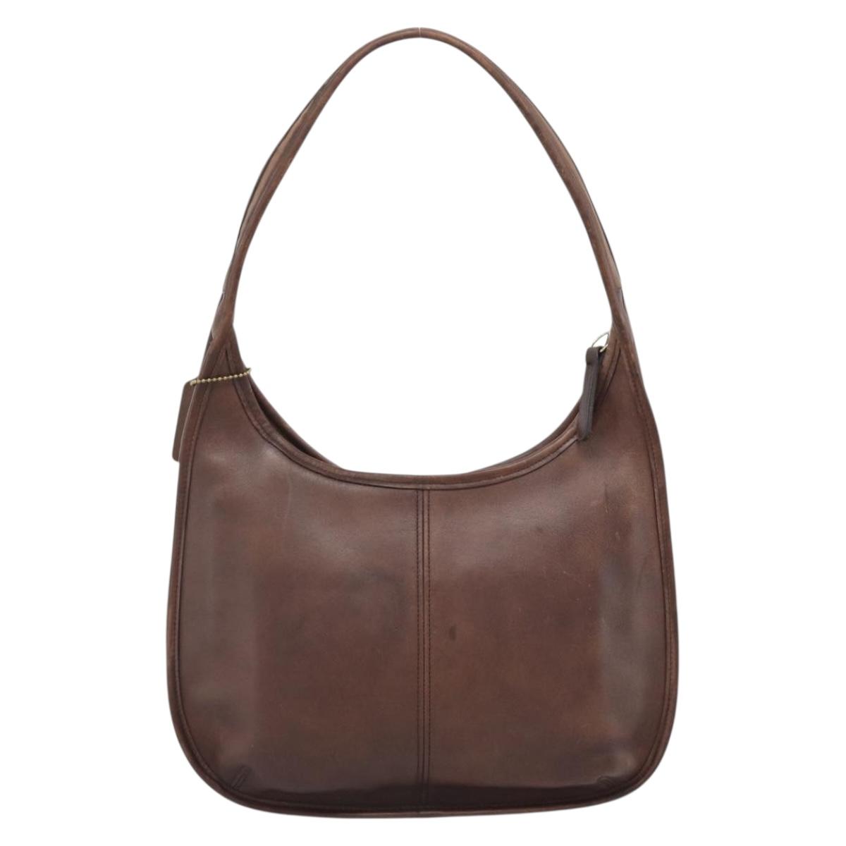 Coach Shoulder Bag Leather Brown Gold Auth 194914A